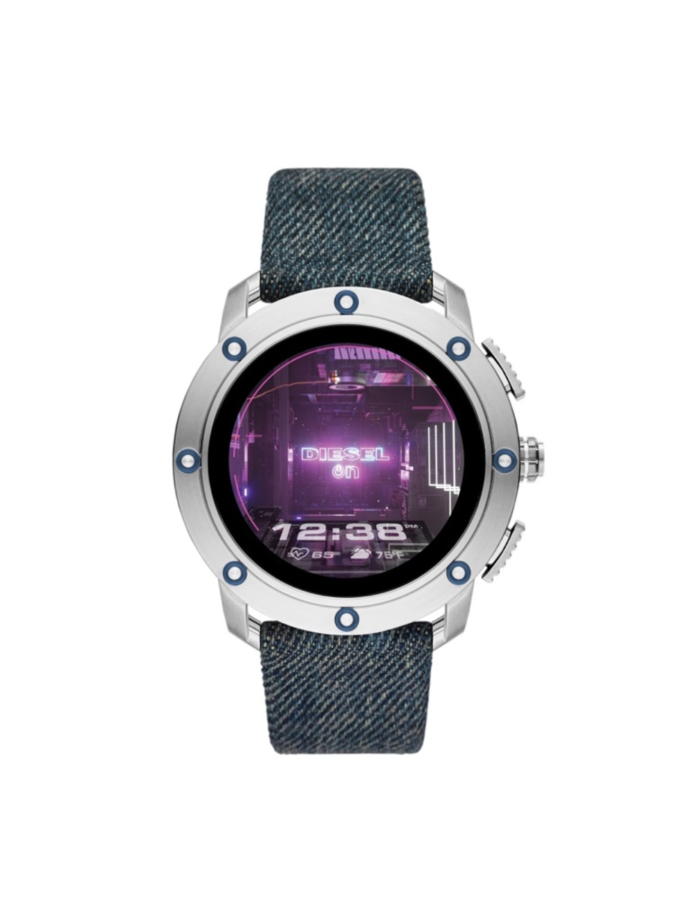 Diesel Smartwatch with Silver Case and Blue Denim Strap